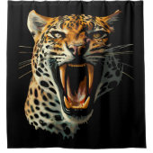 Luipaard brullende aanvalskop douchegordijn (Voorkant)