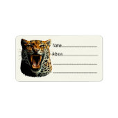 Luipaard brullende aanvalskop etiket (Voorkant)