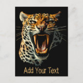 Luipaard brullende aanvalskop feestdagenkaart (Voorkant)