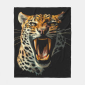 Luipaard brullende aanvalskop fleece deken (Voorkant)