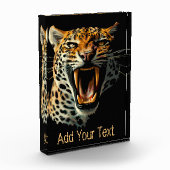 Luipaard brullende aanvalskop fotoblokken (Links)