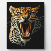 Luipaard brullende aanvalskop fotoplaat (Voorkant)