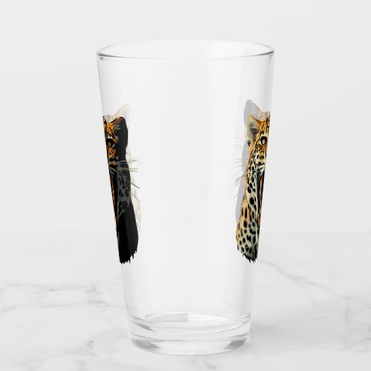 Luipaard brullende aanvalskop glas (Rechts)