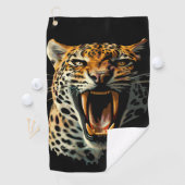 Luipaard brullende aanvalskop golfhanddoek (Insitu)