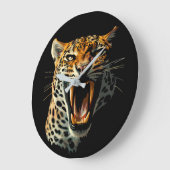 Luipaard brullende aanvalskop grote klok (Hoek)