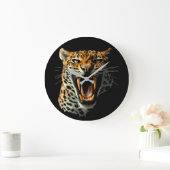 Luipaard brullende aanvalskop grote klok (Huis)