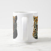 Luipaard brullende aanvalskop grote koffiekop (Achterkant)