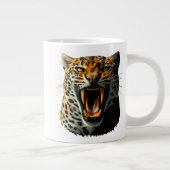 Luipaard brullende aanvalskop grote koffiekop (Rechts)