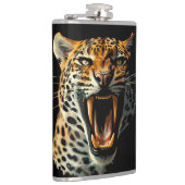 Luipaard brullende aanvalskop heupfles (Rechts)