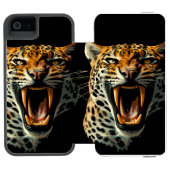 Luipaard brullende aanvalskop incipio iPhone portemonnee hoesje (Agenda Open)