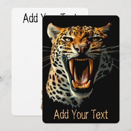Luipaard brullende aanvalskop kaart (Voorkant / Achterkant)
