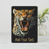 Luipaard brullende aanvalskop kaart (Staand voorkant)