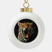 Luipaard brullende aanvalskop keramische bal ornament (Voorkant)