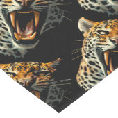 Luipaard brullende aanvalskop korte tafelloper (Hoek)