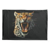 Luipaard brullende aanvalskop kussensloop (Achterkant)