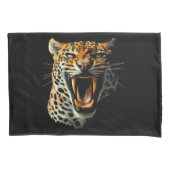Luipaard brullende aanvalskop kussensloop (Voorkant)