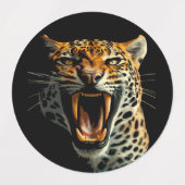 Luipaard brullende aanvalskop labels (Design 1)