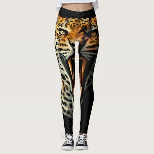 Luipaard brullende aanvalskop leggings