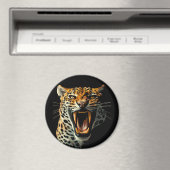 Luipaard brullende aanvalskop magneet (Insitu (Vaatwasser))