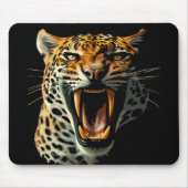 Luipaard brullende aanvalskop muismat (Voorkant)