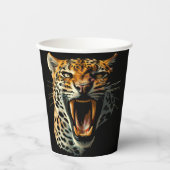 Luipaard brullende aanvalskop papieren bekers (Voorkant)