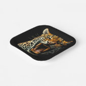 Luipaard brullende aanvalskop papieren bordje (Gebogen)