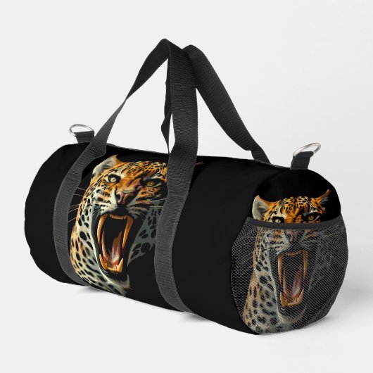 Luipaard brullende aanvalskop plunjezak (Rechterhoek)