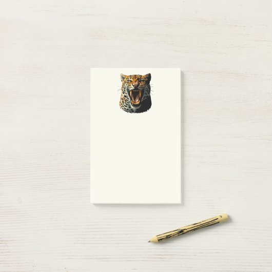 Luipaard brullende aanvalskop post-it® notes (Op bureau)