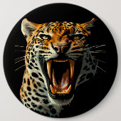 Luipaard brullende aanvalskop ronde button 6,0 cm (Voorkant)