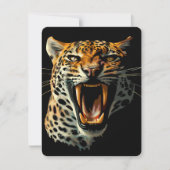 Luipaard brullende aanvalskop RSVP kaartje (Voorkant)
