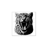Luipaard brullende aanvalskop rubberstempel (Afrduk)