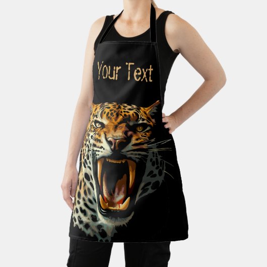 Luipaard brullende aanvalskop schort (Insitu)