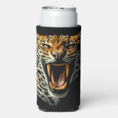 Luipaard brullende aanvalskop seltzer blikjeskoeler (Seltzer Achterkant)