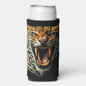 Luipaard brullende aanvalskop seltzer blikjeskoeler (Seltzer Voorkant)