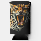 Luipaard brullende aanvalskop seltzer blikjeskoeler (Voorkant)