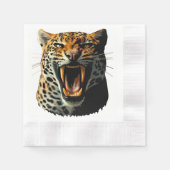 Luipaard brullende aanvalskop servet (Voorkant)