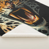 Luipaard brullende aanvalskop sherpa deken (3/4)