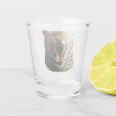 Luipaard brullende aanvalskop shot glas (Achterkant)