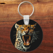 Luipaard brullende aanvalskop sleutelhanger (Voorkant)