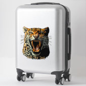 Luipaard brullende aanvalskop sticker (Koffer)