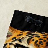 Luipaard brullende aanvalskop strandlaken (In situ)