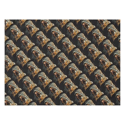 Luipaard brullende aanvalskop tafelkleed (Voorkant (Horizontaal))