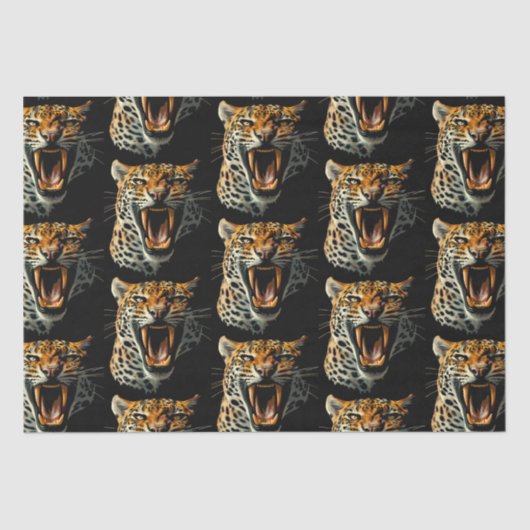 Luipaard brullende aanvalskop tissuepapier (Voorkant)