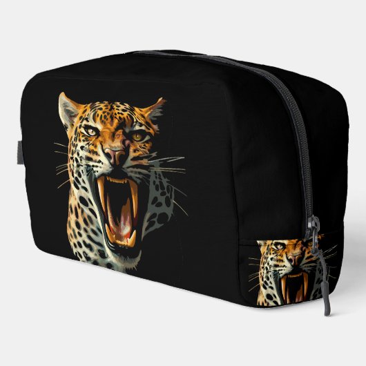 Luipaard brullende aanvalskop toilettasje (Rechterhoek)
