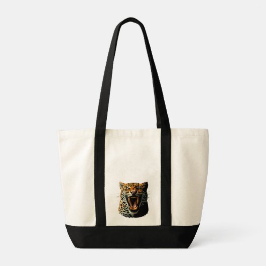 Luipaard brullende aanvalskop tote bag (Achterkant)