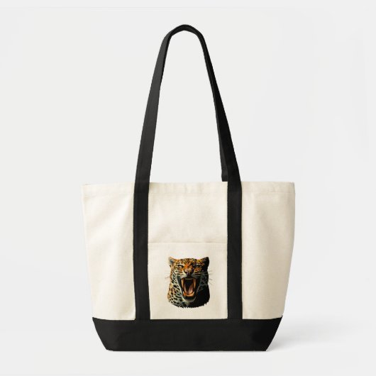 Luipaard brullende aanvalskop tote bag (Voorkant)