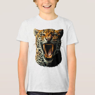 Luipaard brullende aanvalskop Tri-Blend shirt