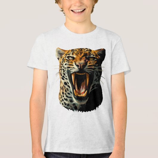 Luipaard brullende aanvalskop Tri-Blend shirt (Voorkant)