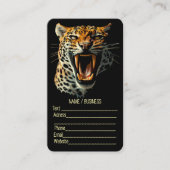 Luipaard brullende aanvalskop visitekaartje (Voorkant)