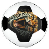 Luipaard brullende aanvalskop voetbal (Gedraaid)